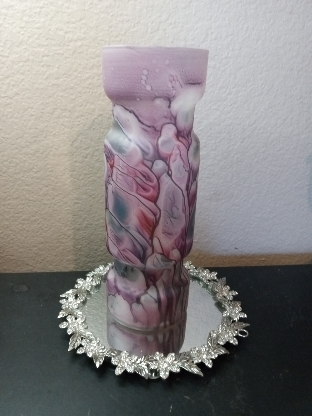 GORGEOUS Art Noveau Reuven Glass 9.5" Tubular Vase From Israel